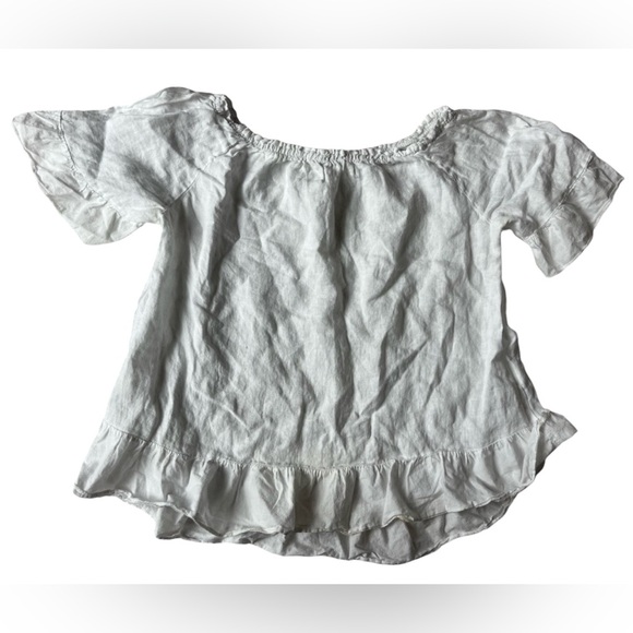 TERZO MILLENNIO WHITE OFF THE SHOULDER LINEN BLOUSE SIZE LARGE SUSTAINABLE - Picture 1 of 9